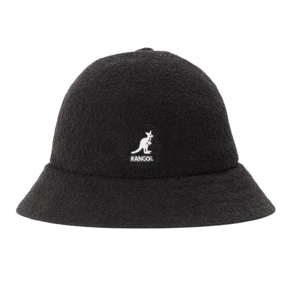 Kangol Bermuda Embroidered Logo Bouclé Bucket Hat / Black